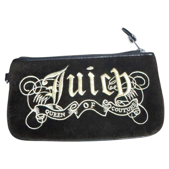 Vintage Y2K Juicy Couture Black Velour embroidered Wallet‎ F067050609 - Picture 1 of 6